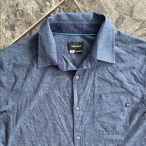 MARMOT Men’s Casual Blue Button-Up Polyester Outdoor Coastal Cottagecore Shirt
